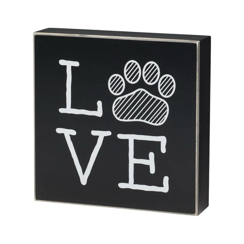 Love 🐾 Paw Print Box Sign